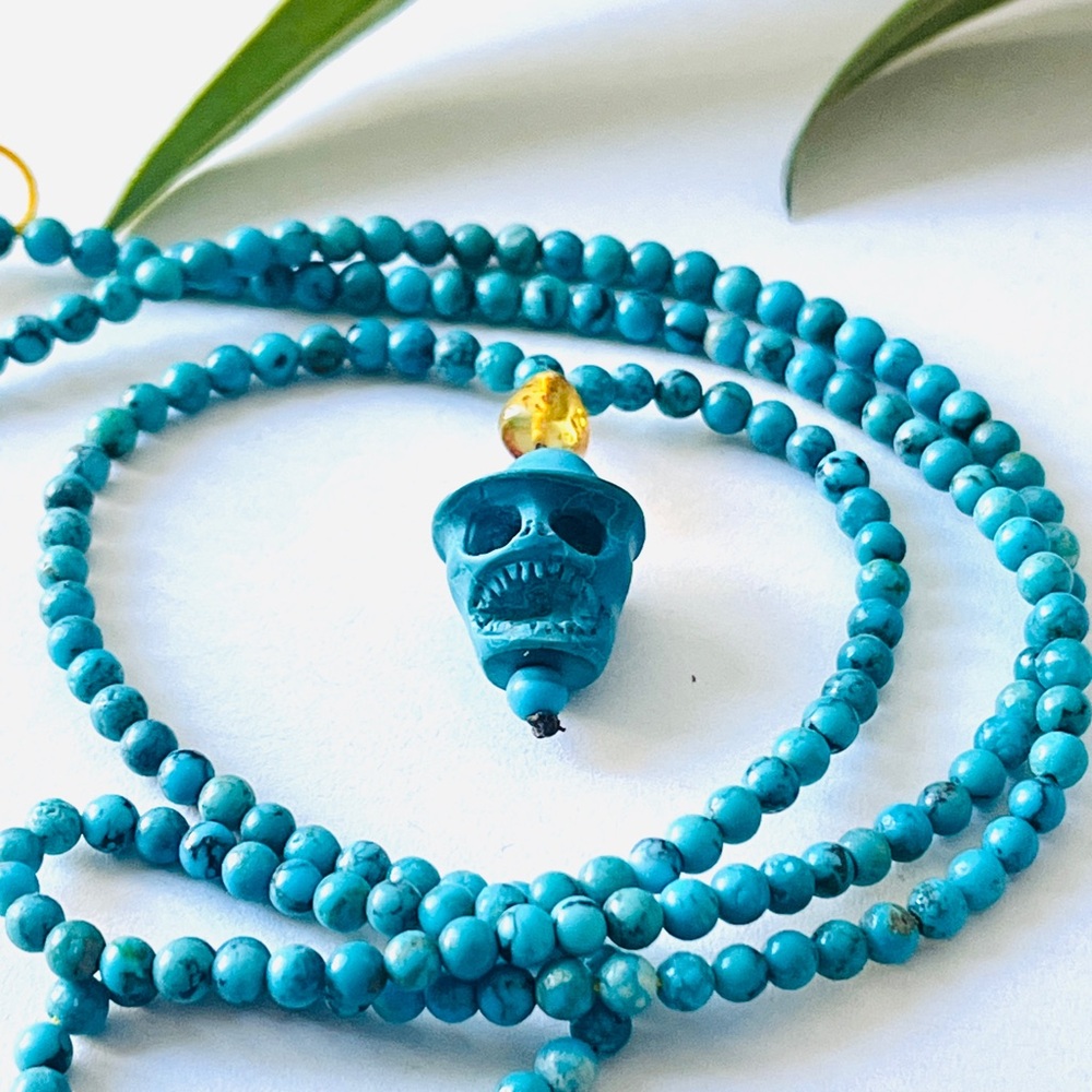 Natural Gemstone Turquoise Skull Beads Necklace,Value For Money Unique jewelry